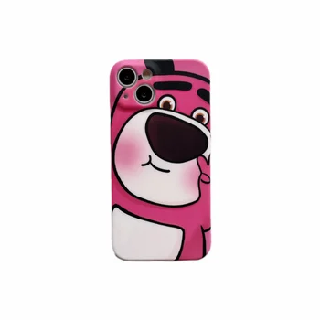 Lotso Pink Bear на Дисни Калъф за телефон iPhone 6s 7 8 Plus XR XS SE 11 12 13 14 Pro Max Сладък устойчив на удари Калъф с Усещане за кожа, Пълна Делото