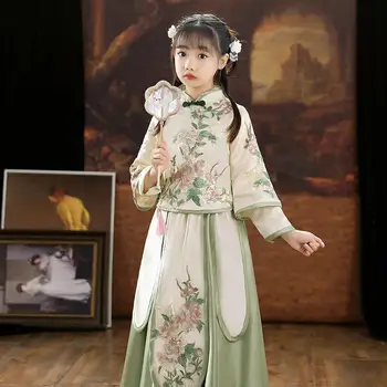 Рокля за момичета Hanfu Рокли Chi-Pao, елегантно детско празнично принцеса рокля за Нова година, сватбена рокля, детски рокли, празнична облекло