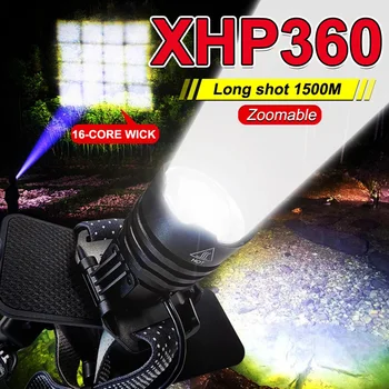 XHP360, мощни фарове, led налобный фенер с висока мощност, 18650, акумулаторна батерия налобный фенер с увеличение, лампа за къмпинг, риболов