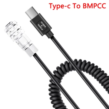 Източник бързо зареждане Type-c с кабел за захранване BMPCC 4K / 6K PRO захранване пружинен кабел 9V 12V камера