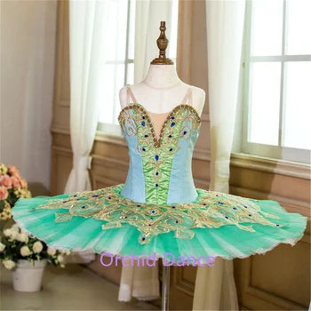 Цветна изключителен дизайн Професионален костюм Цвят Костюм на Размера висококачествено облекло за момичета и деца Зелената балетната поличка
