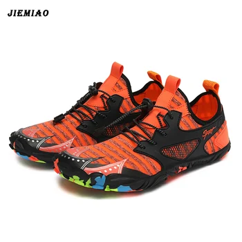JIEMIAO/ нови мъжки треккинговые треккинговые обувки с лека еластична гумена лента мрежести дишащи мъжки маратонки, спортни обувки за катерене на открито