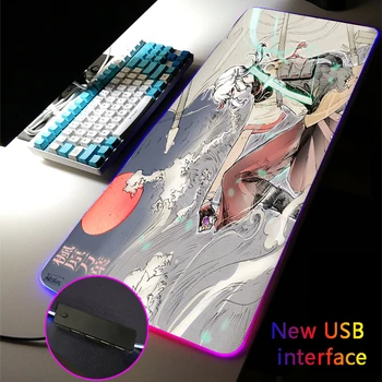 RGB Подложка за мишка 40*90 см Мультиинтерфейсный Подложка за мишка Genshin Impact Игрови Аксесоари Kazuha Четири USB докинг станция с интерфейс Typec Настолни подложки