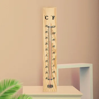 Инструмент Дървен термометър Външен дървен 40 см X 7 см X 1 см Градински декор на Домашен закрит борова + червен керосиновый термометър