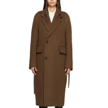 Ново, модерно зимно гъст свободно дълга вълнена палта, дамски връхни облекла от вълна смесовой