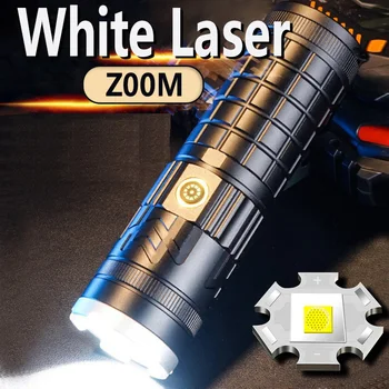 Супер ярък тактически фенер на открито Многофункционален дальнобойный акумулаторна батерия за преносим зуум-пистолет с бял лазер в небето