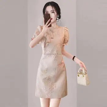 2023 нов китайски стил, елегантен облегающая подобрена елегантна пола трапецовидна форма, елегантни дрехи, секси елегантна вечерна рокля qipao lady